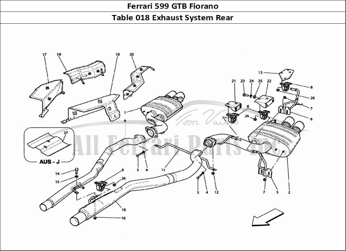 Ferrari Parts Ferrari 599 GTB Fiorano Page 018 Rear Exhaust System