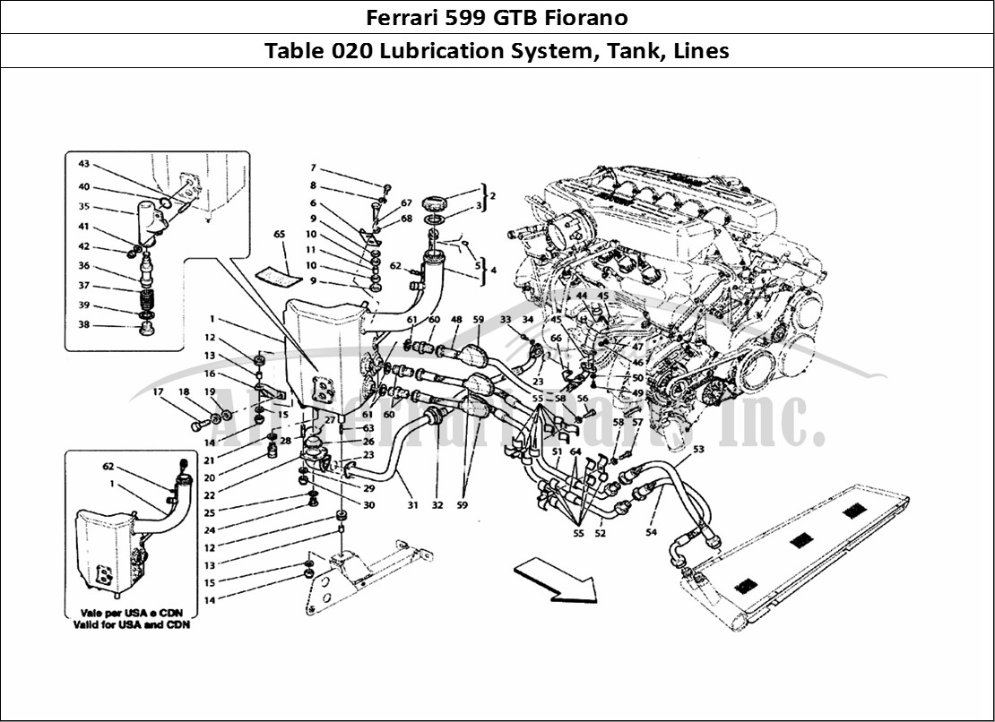 Ferrari Parts Ferrari 599 GTB Fiorano Page 020 Lubrication System - Tank