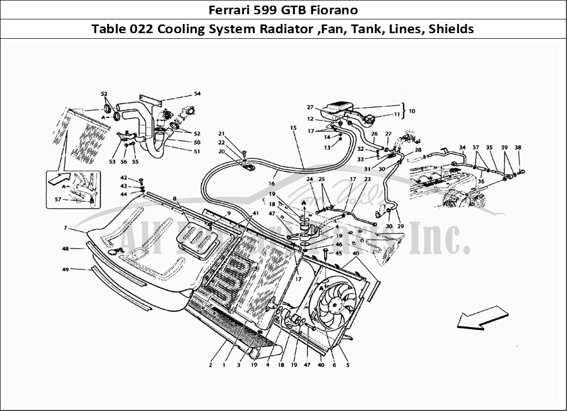 Ferrari Parts Ferrari 599 GTB Fiorano Page 022 Cooling System - Radiator