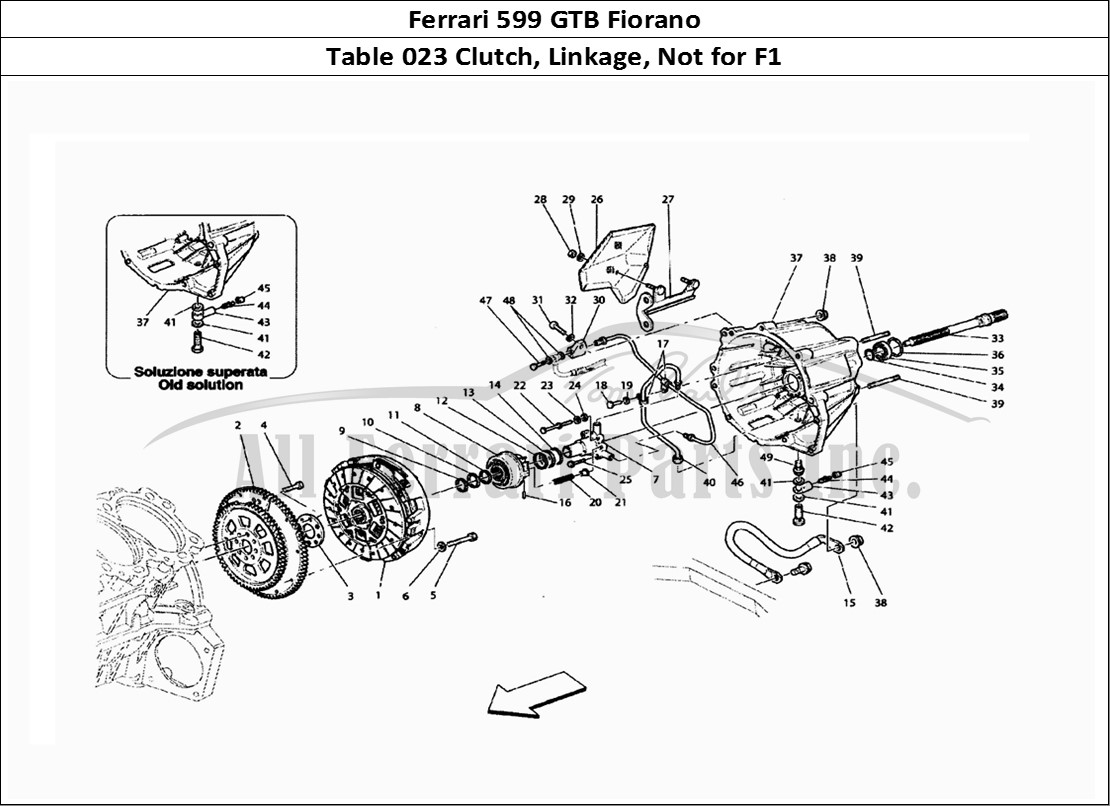 Ferrari Parts Ferrari 599 GTB Fiorano Page 023 Clutch And Controls - Not
