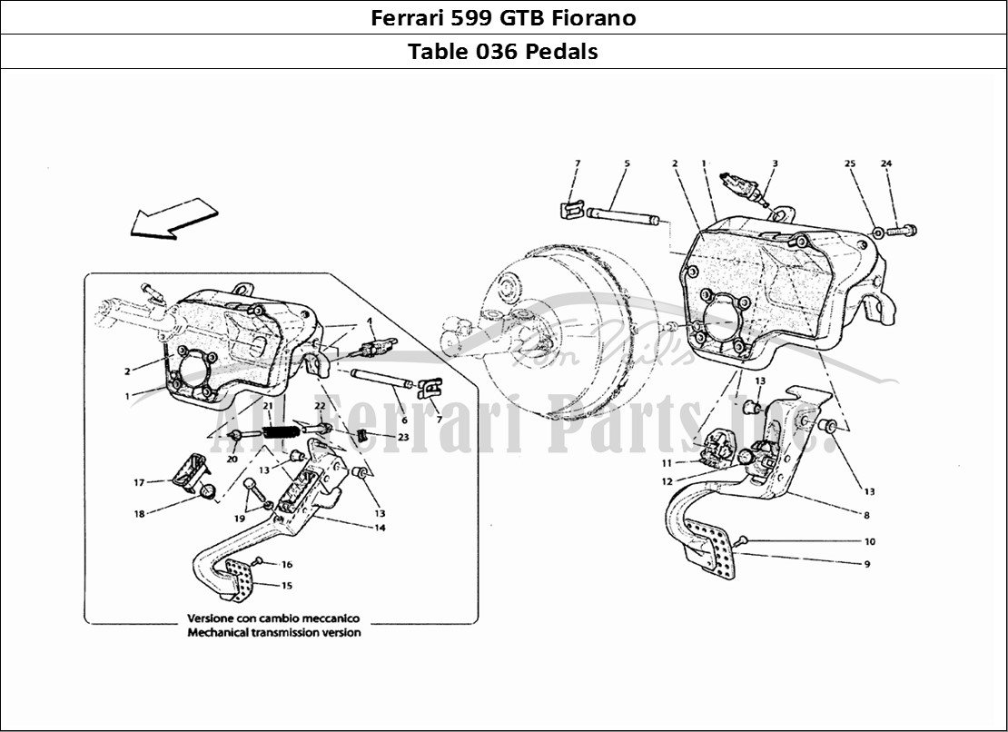 Ferrari Parts Ferrari 599 GTB Fiorano Page 036 Pedals