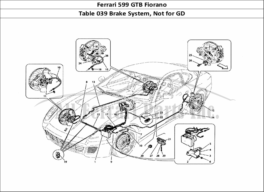 Ferrari Parts Ferrari 599 GTB Fiorano Page 039 Brake System - Not For Gd