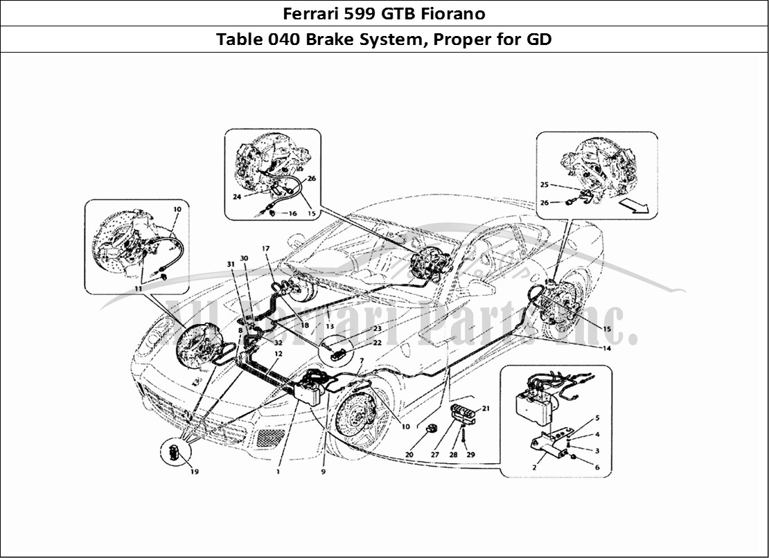 Ferrari Parts Ferrari 599 GTB Fiorano Page 040 Brake System - Valid For