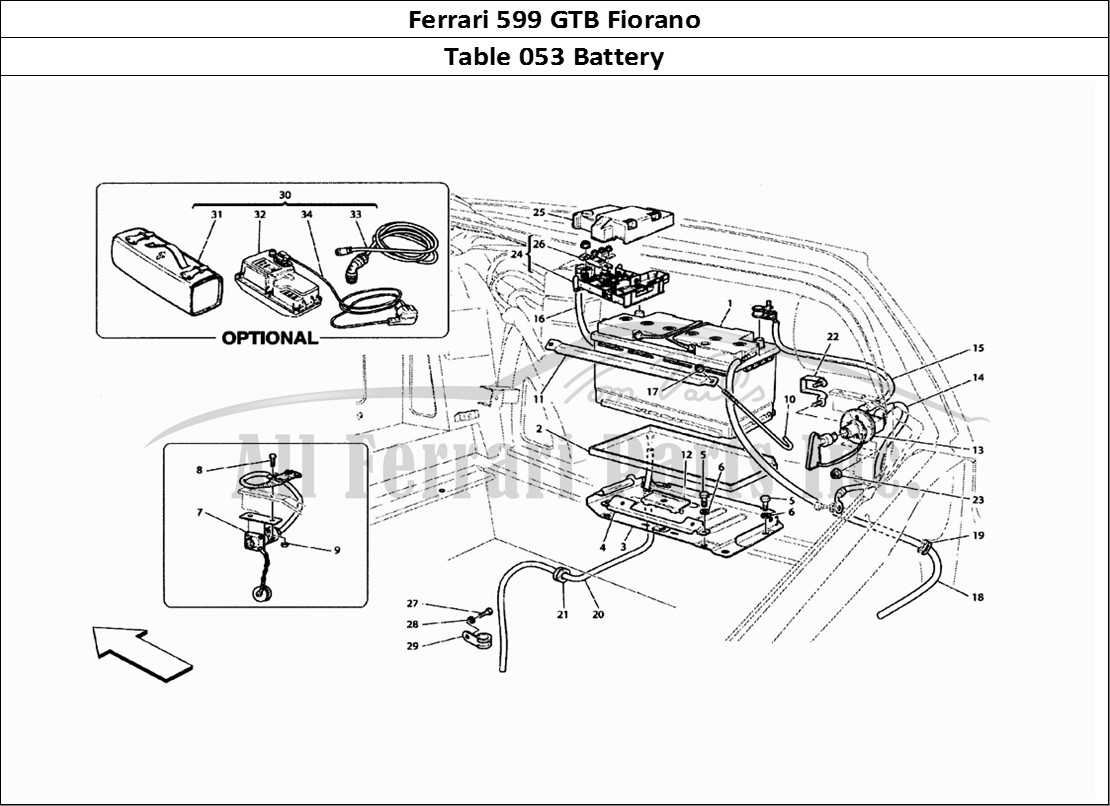 Ferrari Parts Ferrari 599 GTB Fiorano Page 053 Battery