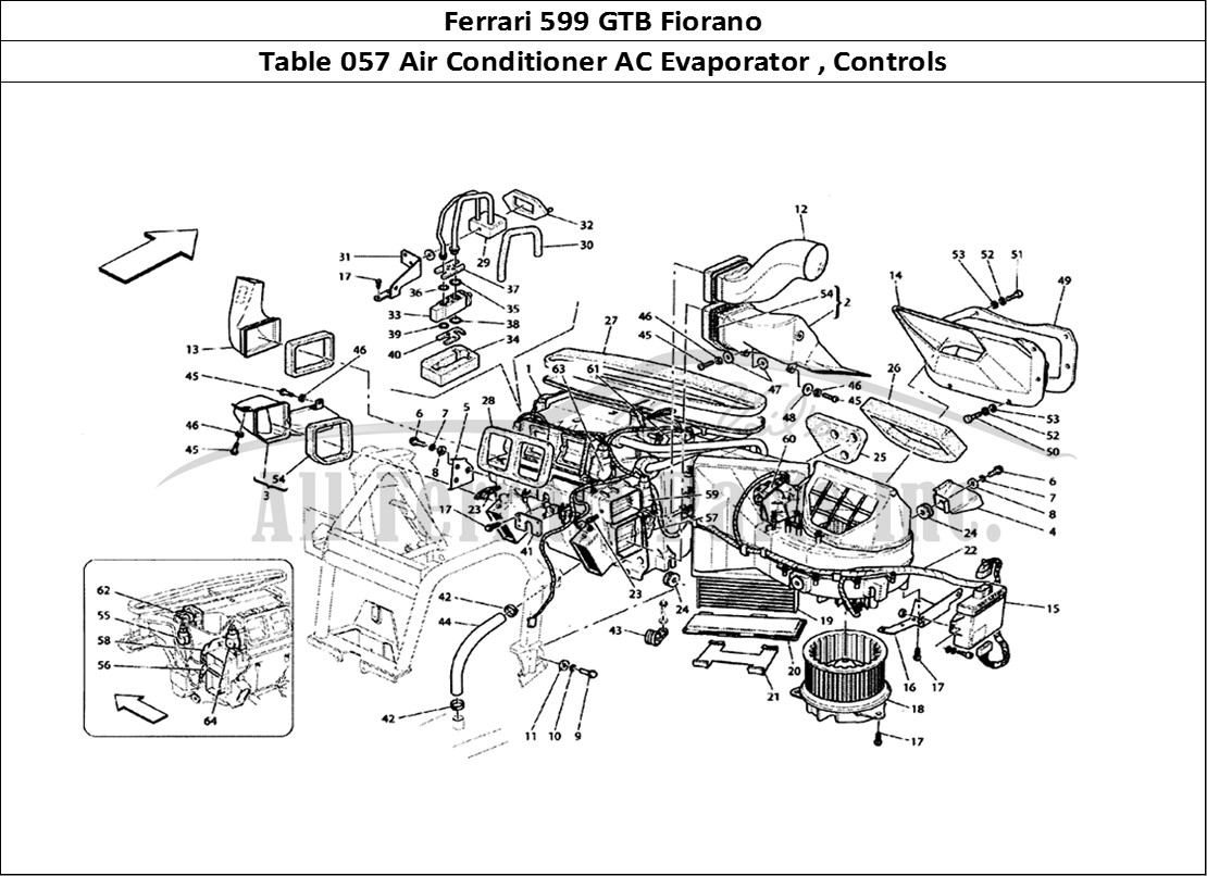Ferrari Parts Ferrari 599 GTB Fiorano Page 057 Evaporator Unit And Contr