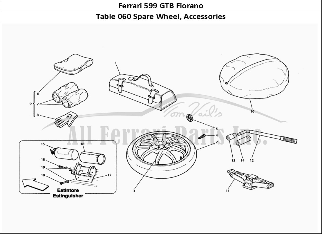 Ferrari Parts Ferrari 599 GTB Fiorano Page 060 Spare Wheel And Accessori