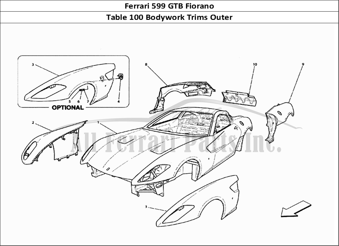 Ferrari Parts Ferrari 599 GTB Fiorano Page 100 Body - Outer Trims