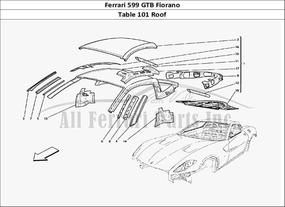 Ferrari Parts Ferrari 599 GTB Fiorano Page 101 Body - Roof