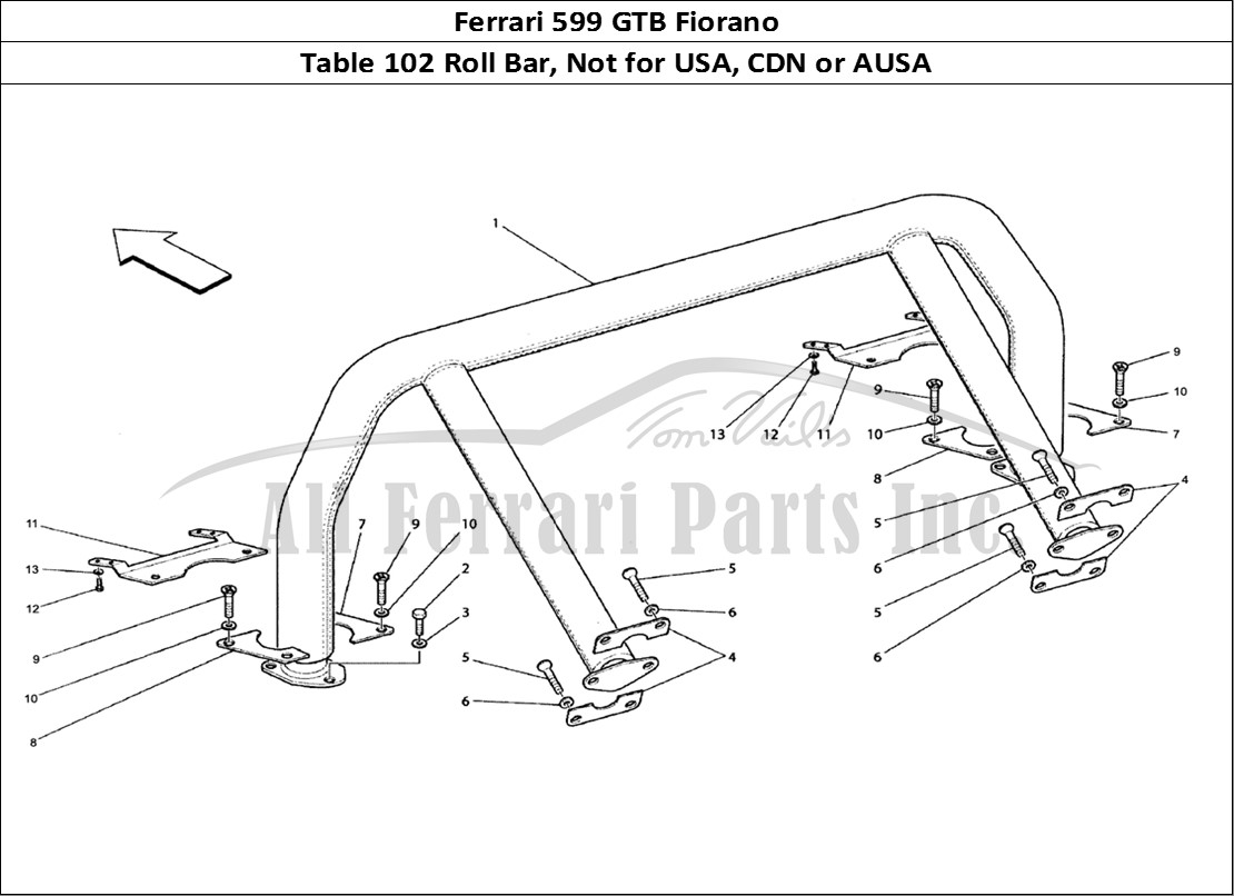 Ferrari Parts Ferrari 599 GTB Fiorano Page 102 Roll Bar - Not For USA, C