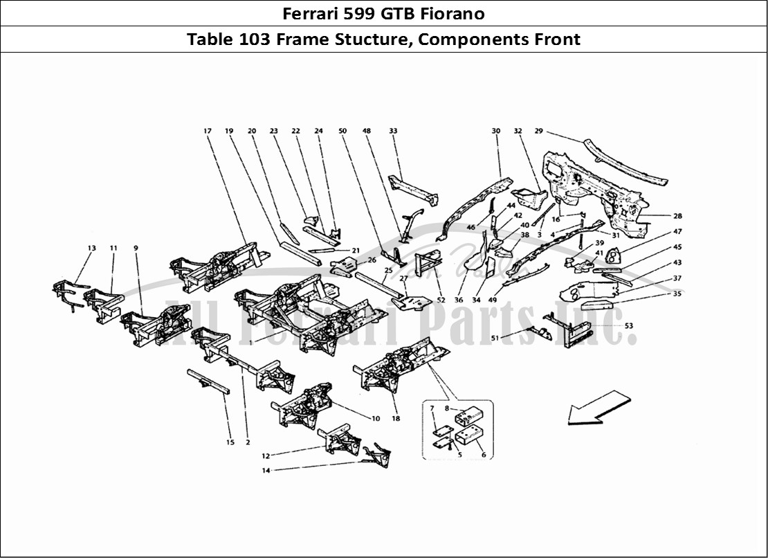 Ferrari Parts Ferrari 599 GTB Fiorano Page 103 Front Structures And Comp