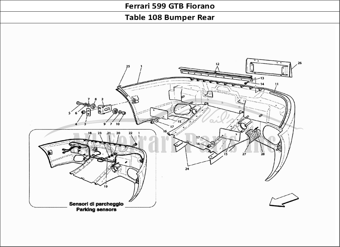 Ferrari Parts Ferrari 599 GTB Fiorano Page 108 Rear Bumper
