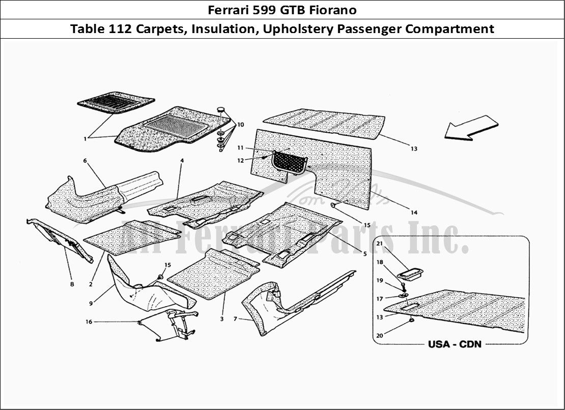 Ferrari Parts Ferrari 599 GTB Fiorano Page 112 Passengers Compartment Up