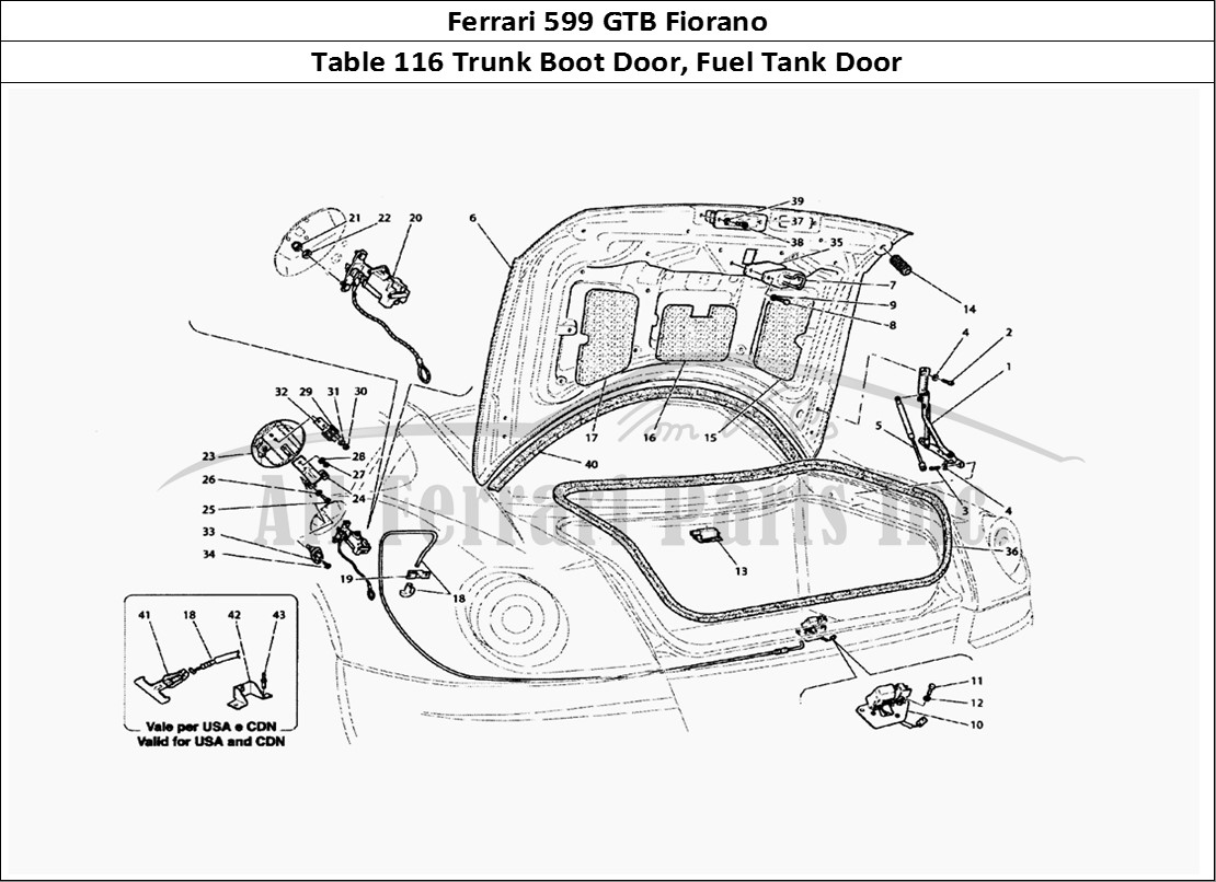 Ferrari Parts Ferrari 599 GTB Fiorano Page 116 Boot Door And Petrol Cove