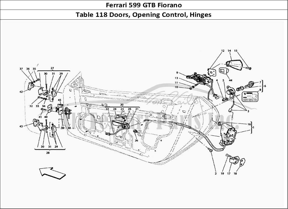 Ferrari Parts Ferrari 599 GTB Fiorano Page 118 Doors - Opening Control A
