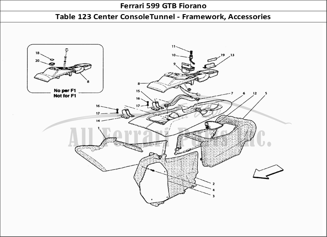 Ferrari Parts Ferrari 599 GTB Fiorano Page 123 Tunnel - Framework And Ac