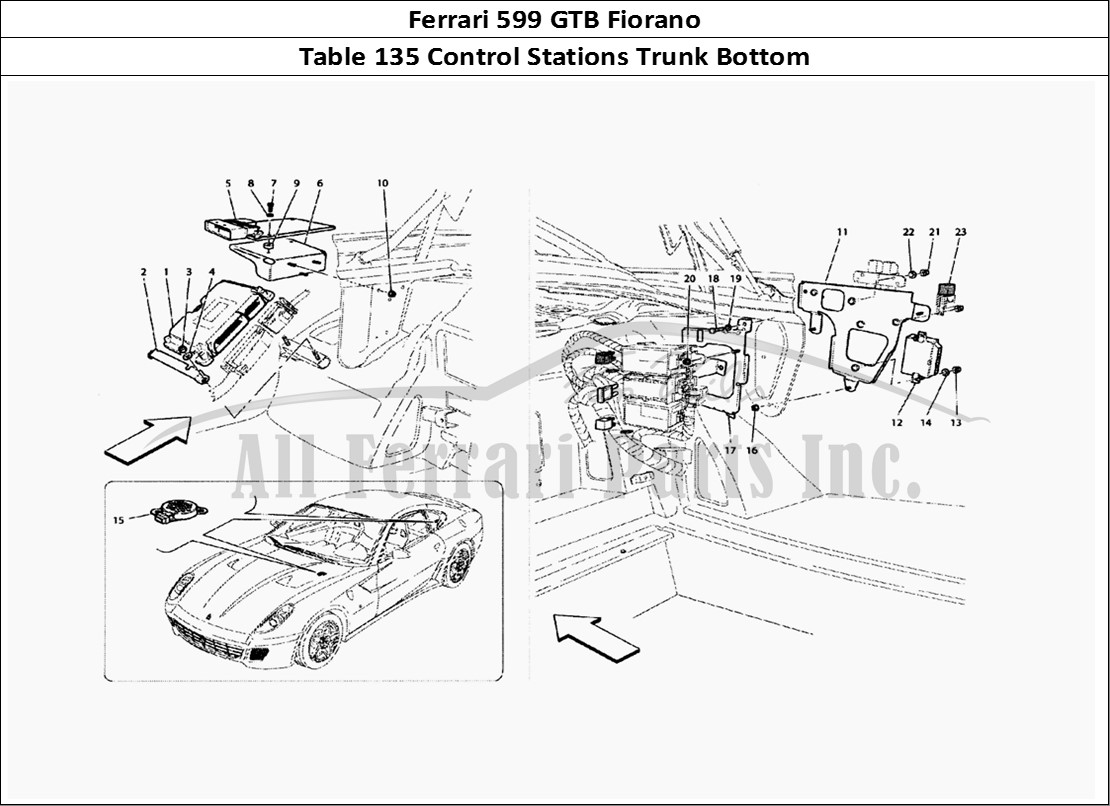 Ferrari Parts Ferrari 599 GTB Fiorano Page 135 Trunk Bottom Control Stat
