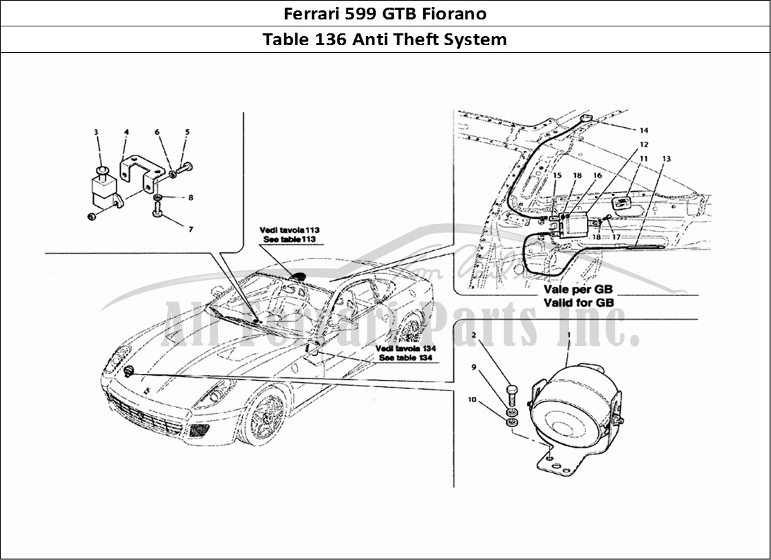 Ferrari Parts Ferrari 599 GTB Fiorano Page 136 Anti Theft Electrical Boa