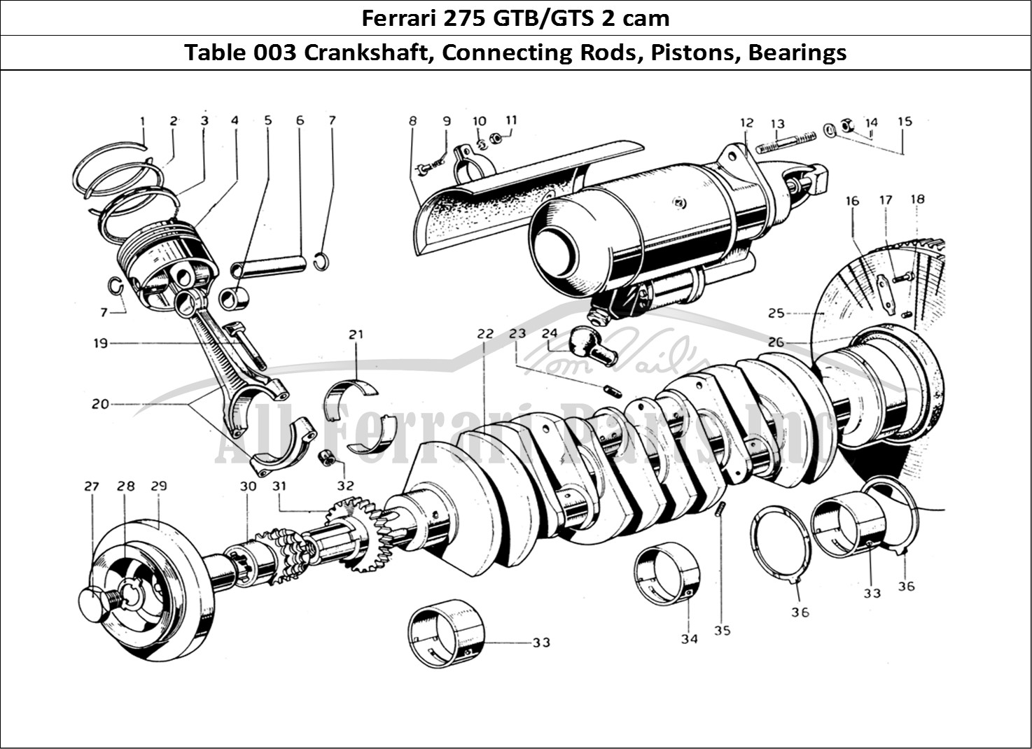Ferrari Parts Ferrari 275 GTB/GTS 2 cam Page 003 Crankshaft, Con rods & pi