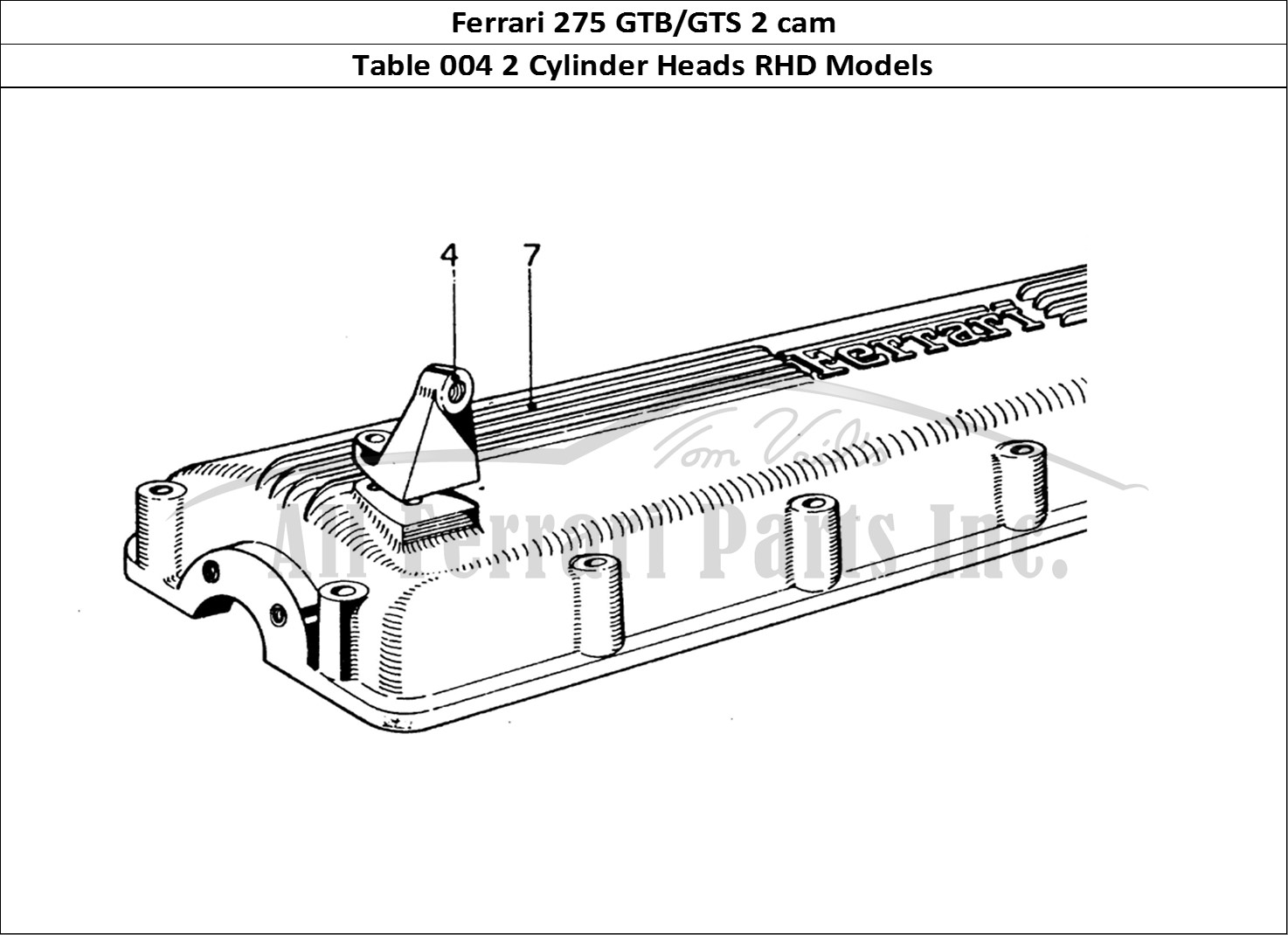 Ferrari Parts Ferrari 275 GTB/GTS 2 cam Page 004 Cylinder Heads (RHD model