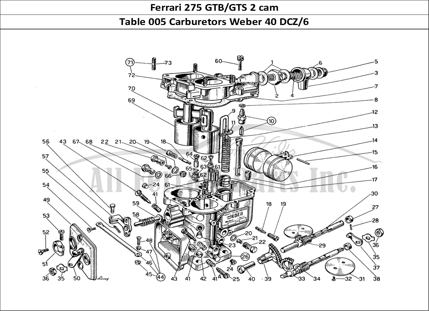 Ferrari Parts Ferrari 275 GTB/GTS 2 cam Page 005 Carburettors Weber 40 DCZ