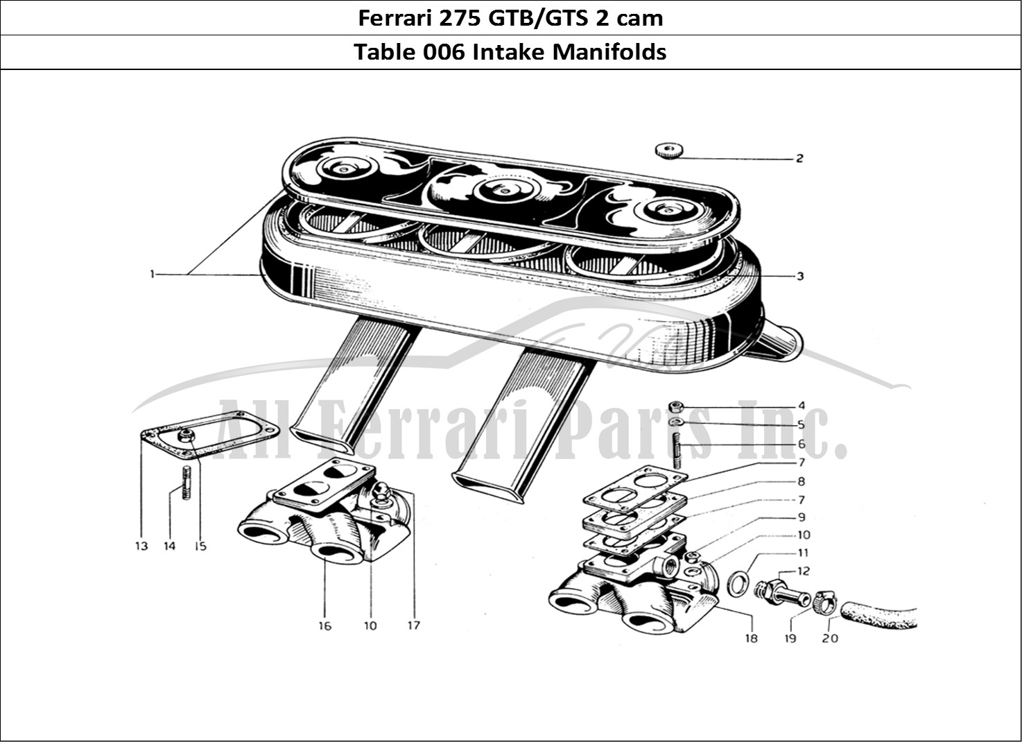 Ferrari Parts Ferrari 275 GTB/GTS 2 cam Page 006 Inlet Manifolds
