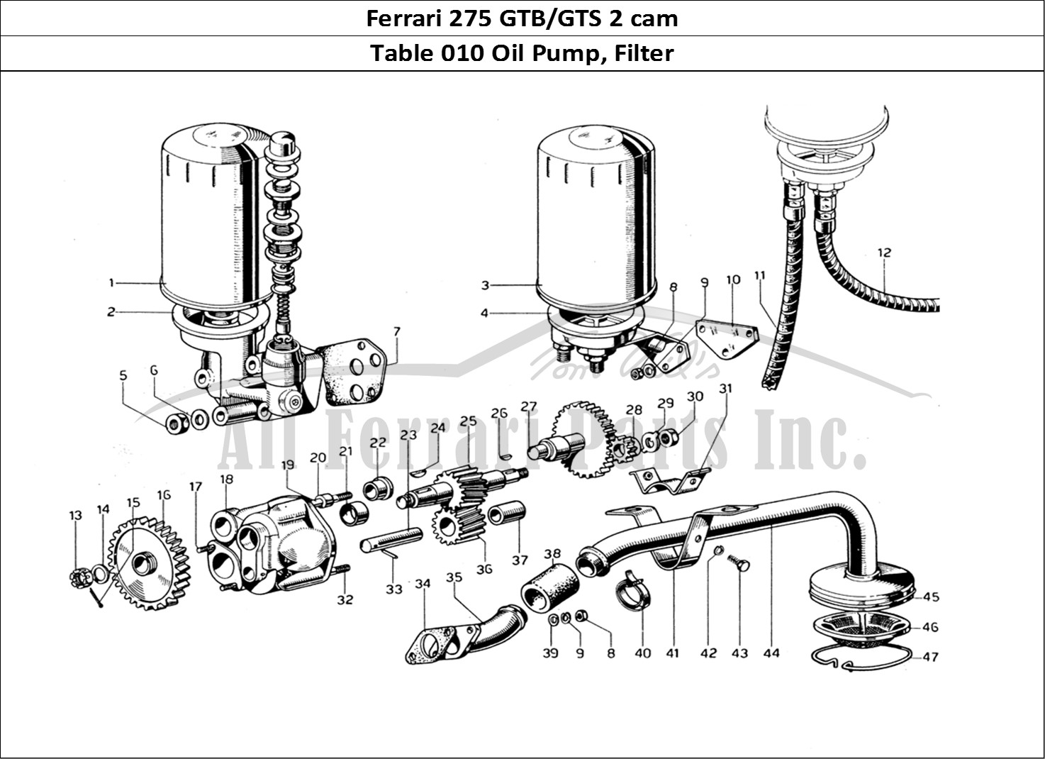Ferrari Parts Ferrari 275 GTB/GTS 2 cam Page 010 Oil Pump & Filters