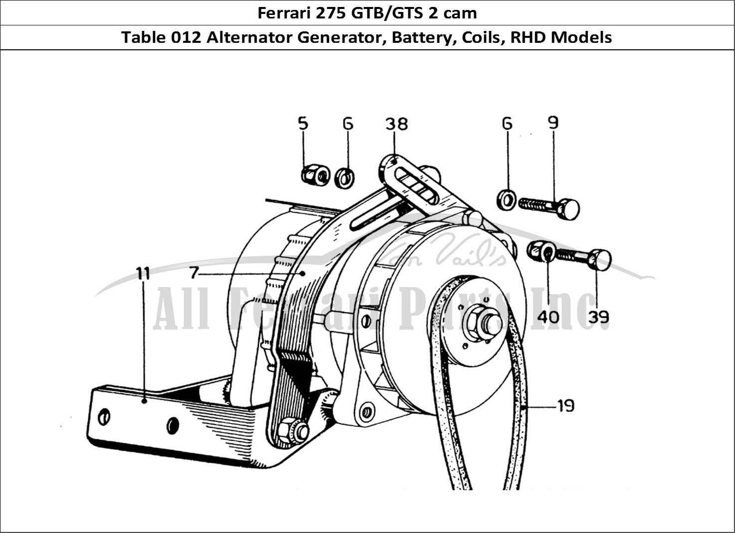 Ferrari Parts Ferrari 275 GTB/GTS 2 cam Page 012 Generator - Battery & Coi