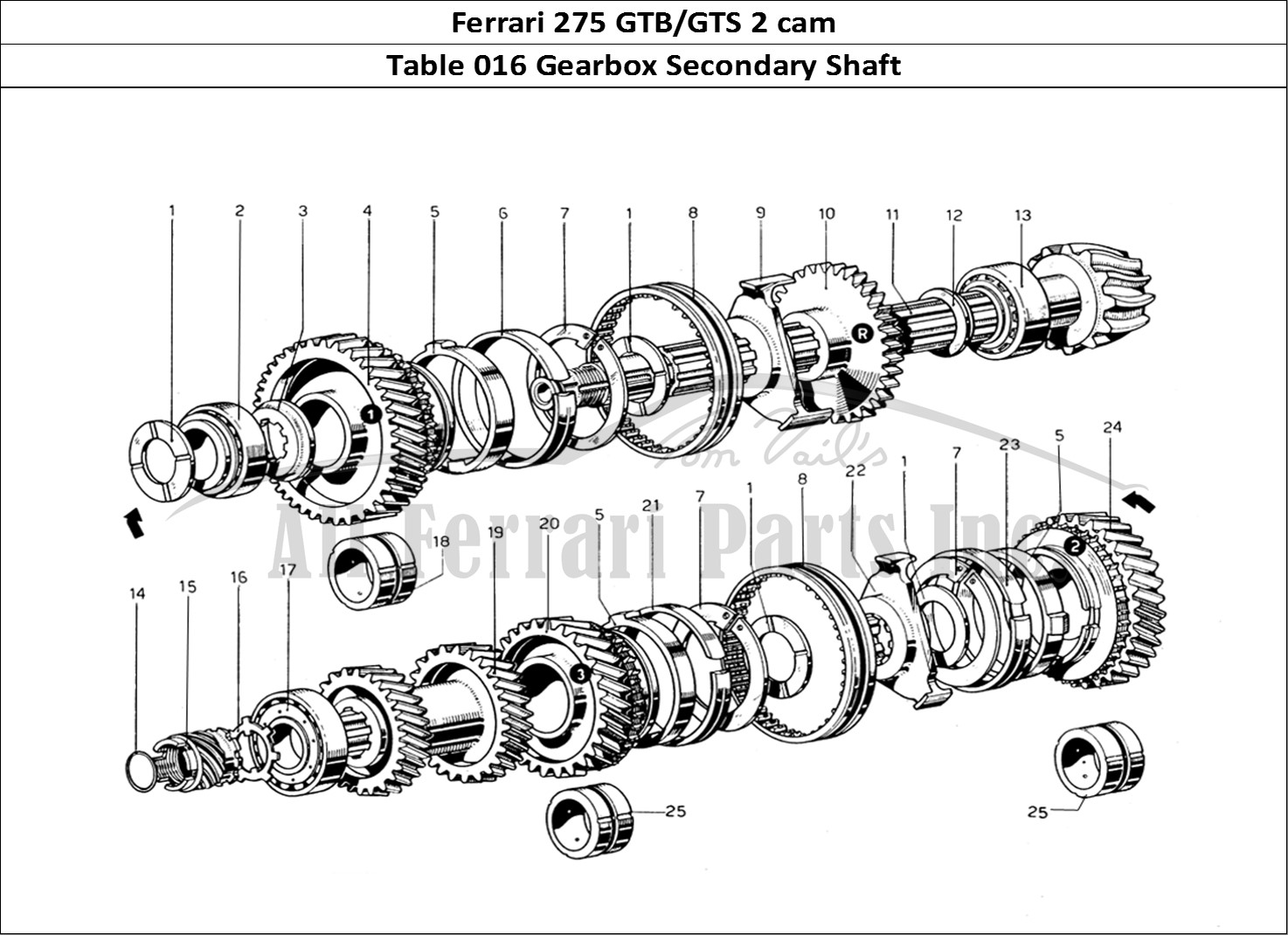 Ferrari Parts Ferrari 275 GTB/GTS 2 cam Page 016 Secondary Shaft