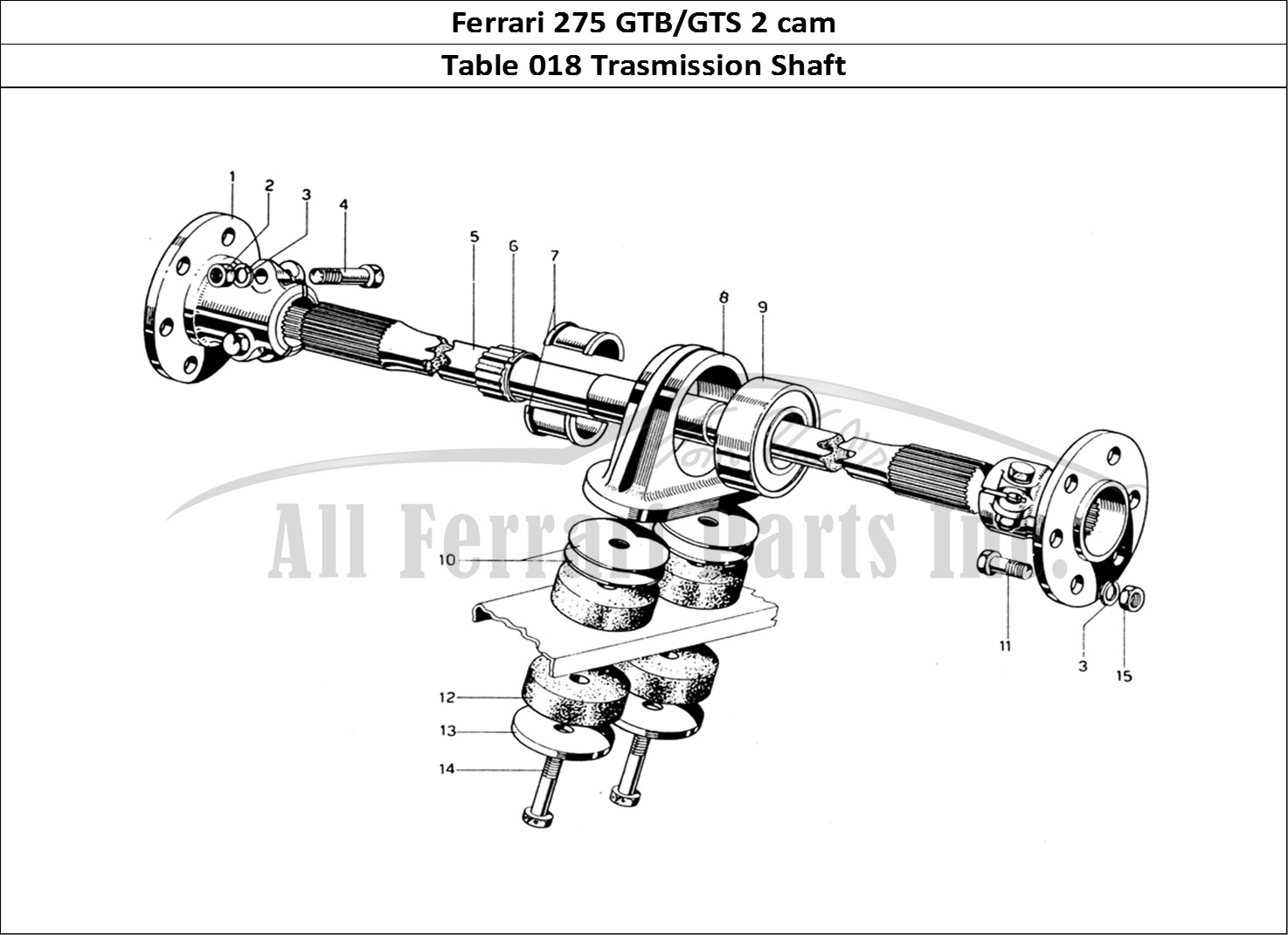 Ferrari Parts Ferrari 275 GTB/GTS 2 cam Page 018 Trasmission Shaft