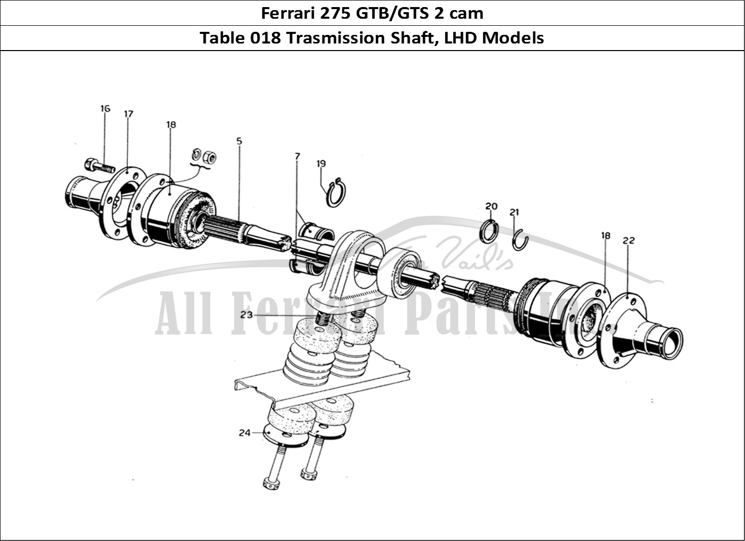 Ferrari Parts Ferrari 275 GTB/GTS 2 cam Page 018 Trasmission Shaft - LHD m