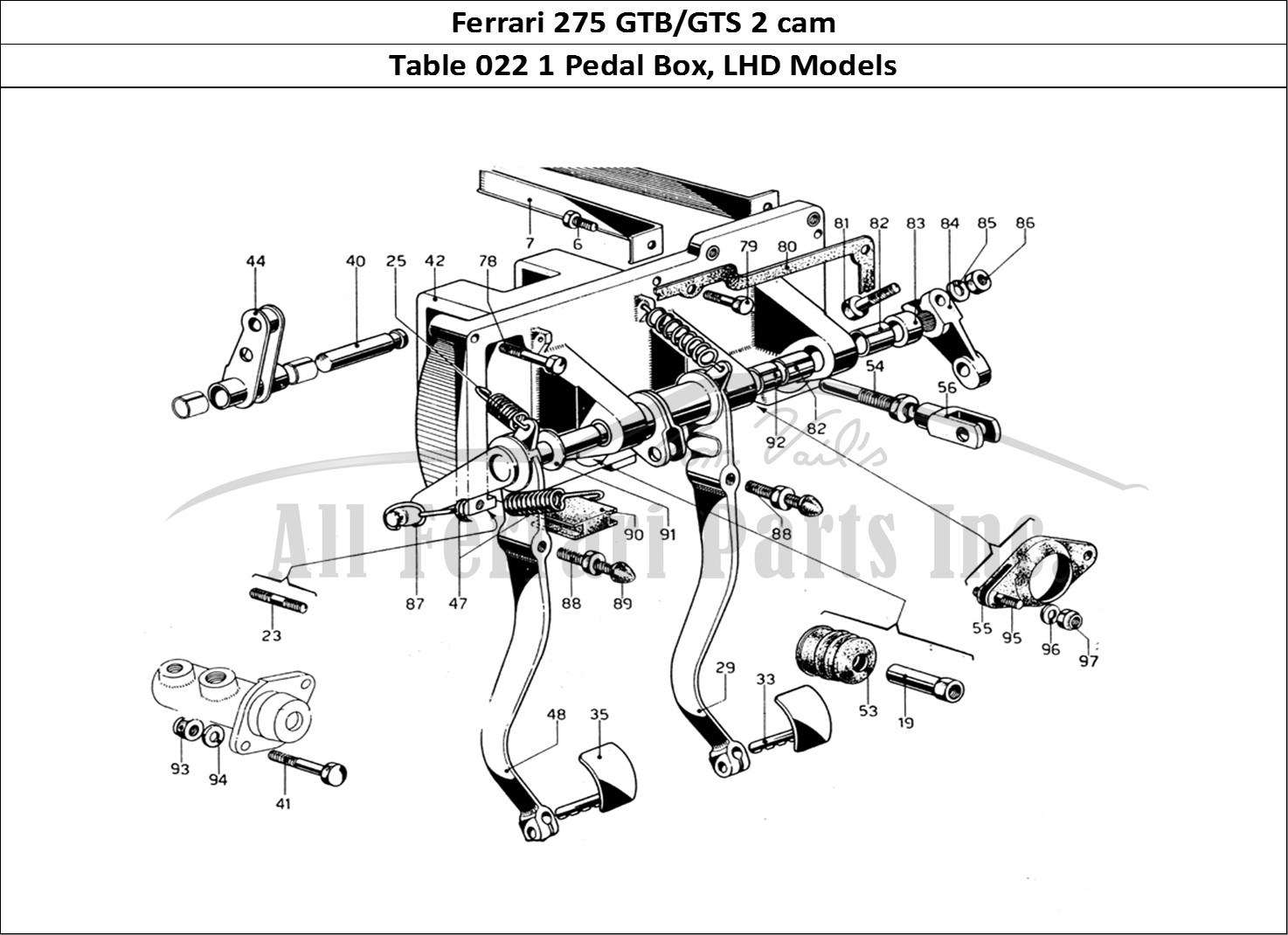 Ferrari Parts Ferrari 275 GTB/GTS 2 cam Page 022 Pedal Box - Left Hand Dri