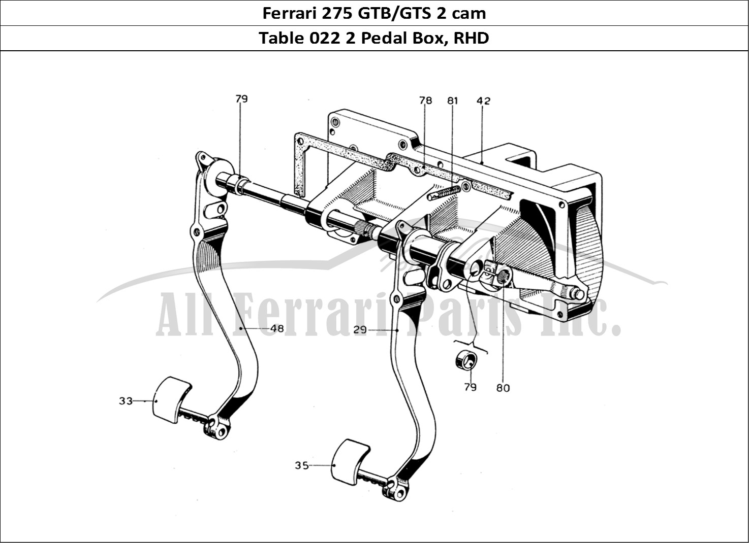 Ferrari Parts Ferrari 275 GTB/GTS 2 cam Page 022 Pedal Box - Right Hand Dr