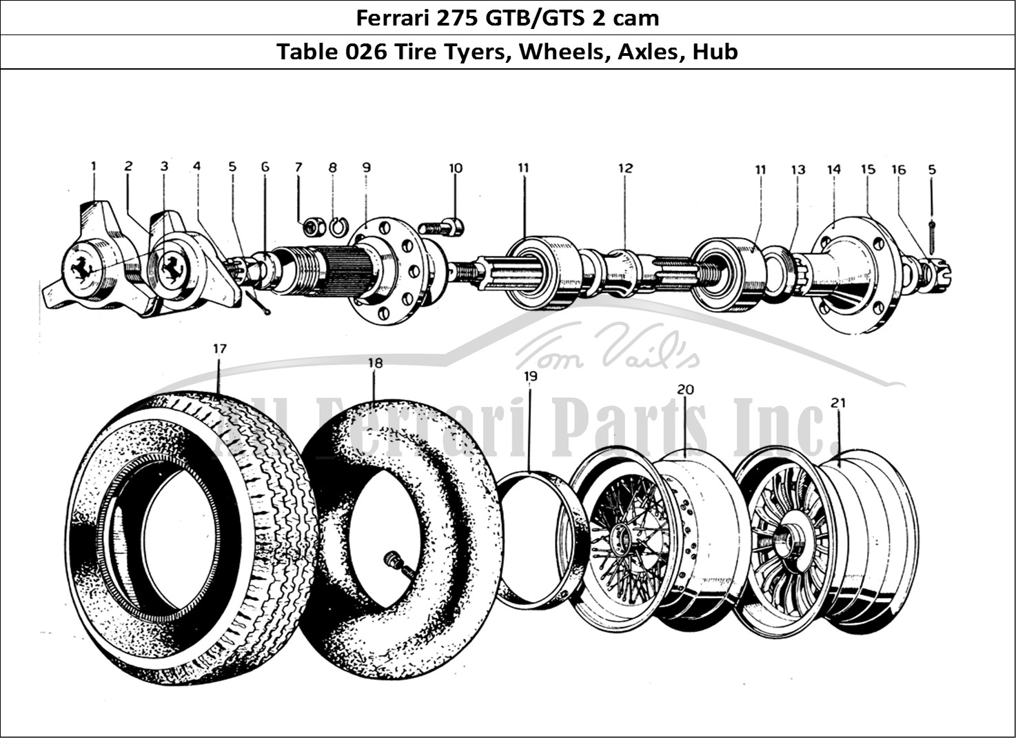 Ferrari Parts Ferrari 275 GTB/GTS 2 cam Page 026 Tyres - Wheels & Shaft