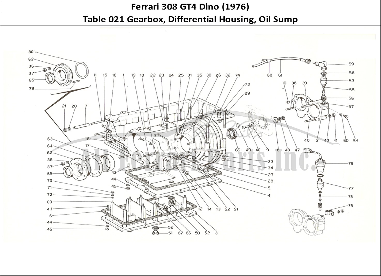 Ferrari Parts Ferrari 308 GT4 Dino (1976) Page 021 Gearbox - differential ho