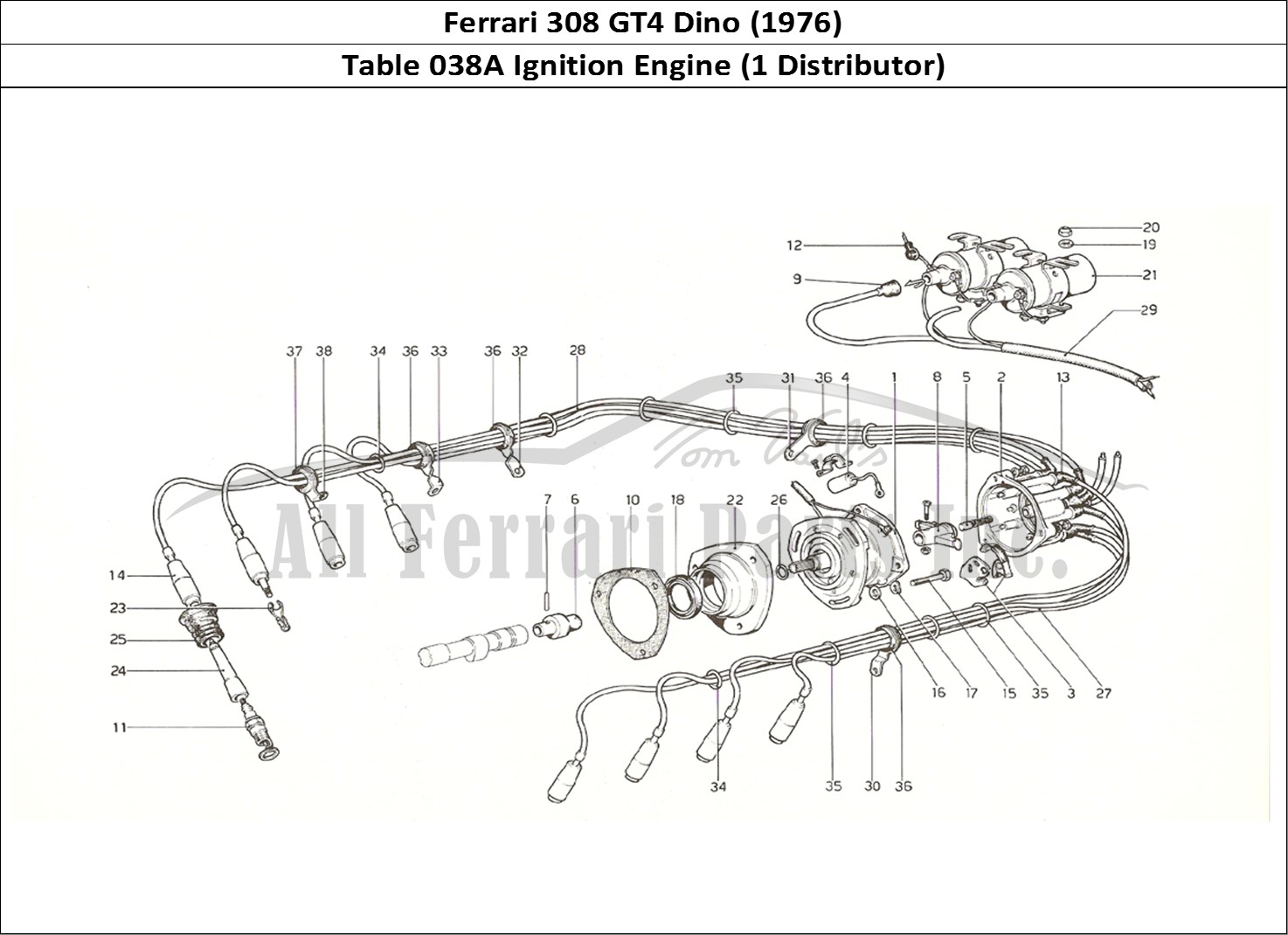 Ferrari Parts Ferrari 308 GT4 Dino (1976) Page 038 Engine Ignition (1 distri