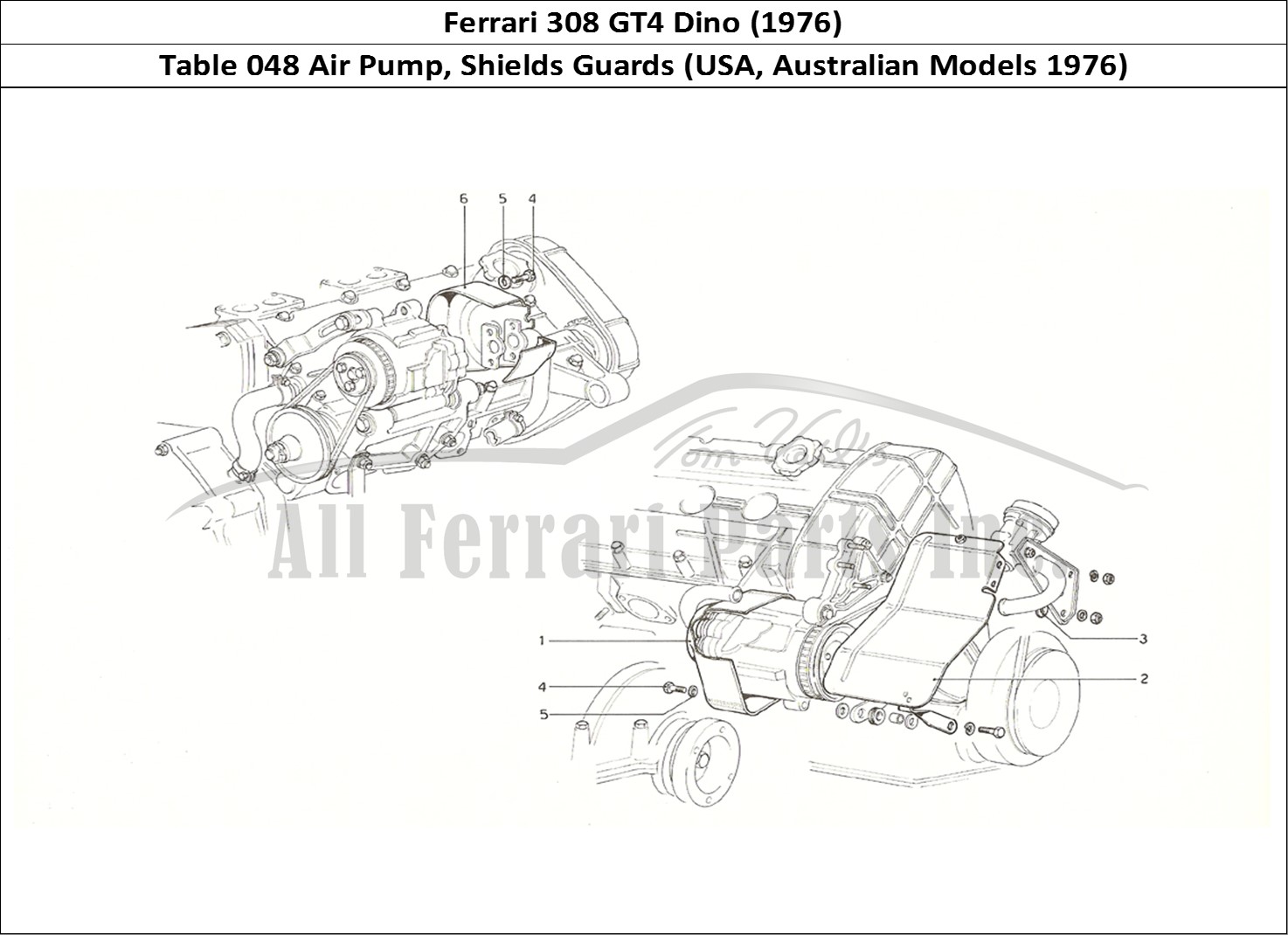 Ferrari Parts Ferrari 308 GT4 Dino (1976) Page 048 Air pump guards (US & Aus