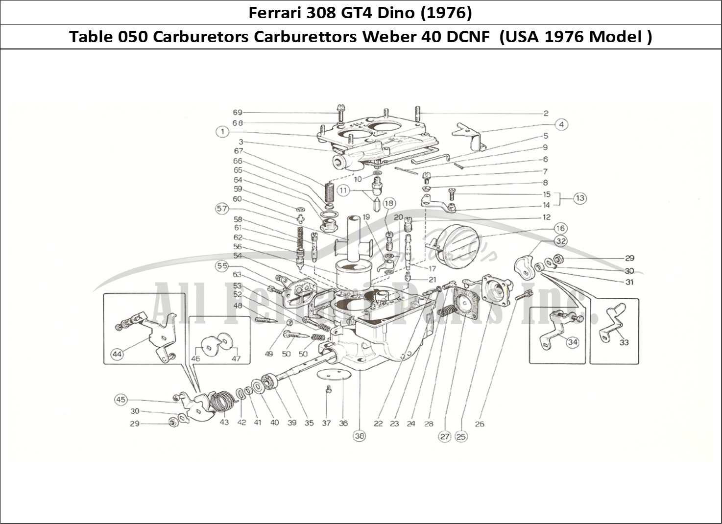 Ferrari Parts Ferrari 308 GT4 Dino (1976) Page 050 Weber 40 DCNF carbs (US 1