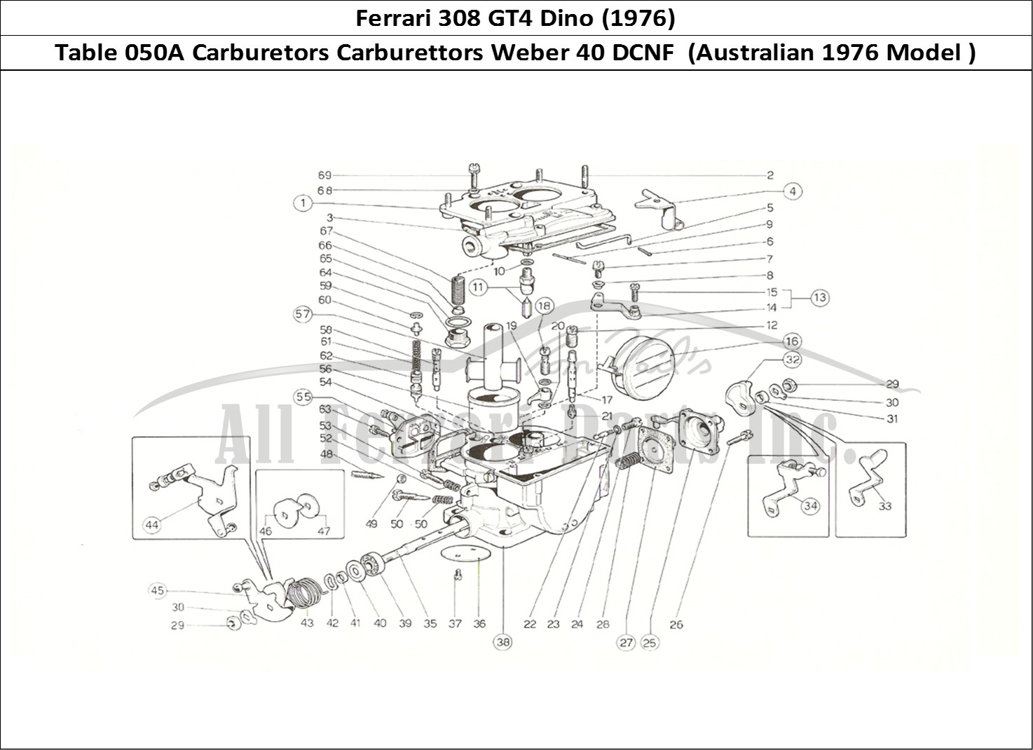 Ferrari Parts Ferrari 308 GT4 Dino (1976) Page 050 Weber 40 DCNF carbs (Aust