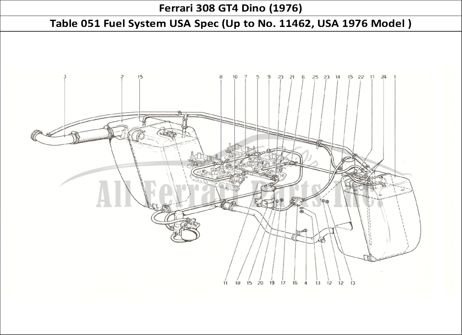 Ferrari Parts Ferrari 308 GT4 Dino (1976) Page 051 Fuel system USA Spec (Up