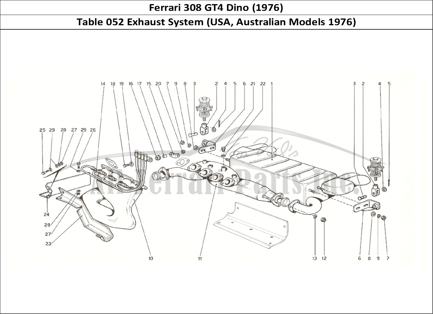Ferrari Parts Ferrari 308 GT4 Dino (1976) Page 052 Exhaust system (U.S. and