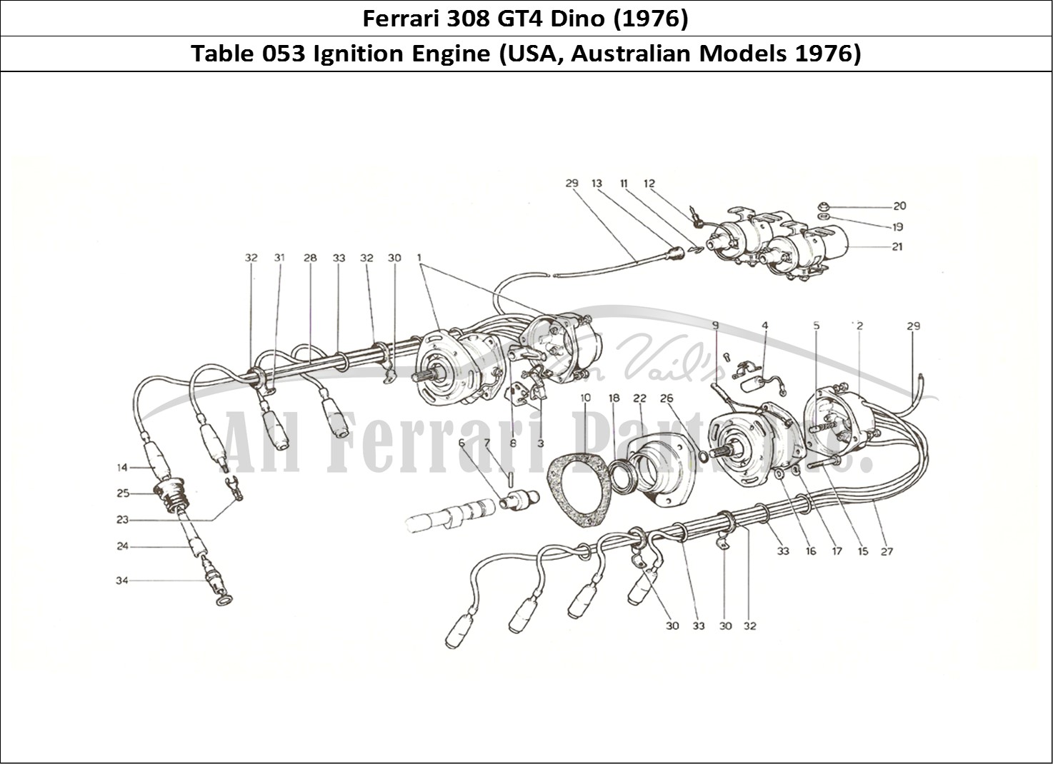 Ferrari Parts Ferrari 308 GT4 Dino (1976) Page 053 Engine Ignition (US and A