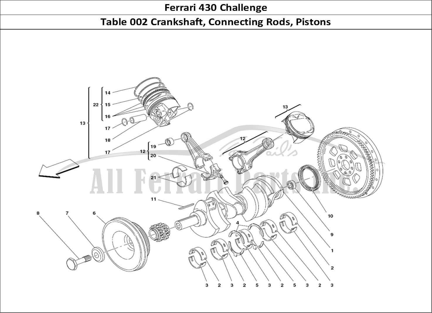 Ferrari Parts Ferrari 430 Challenge (2006) Page 002 Crankshaft, Conrods And P