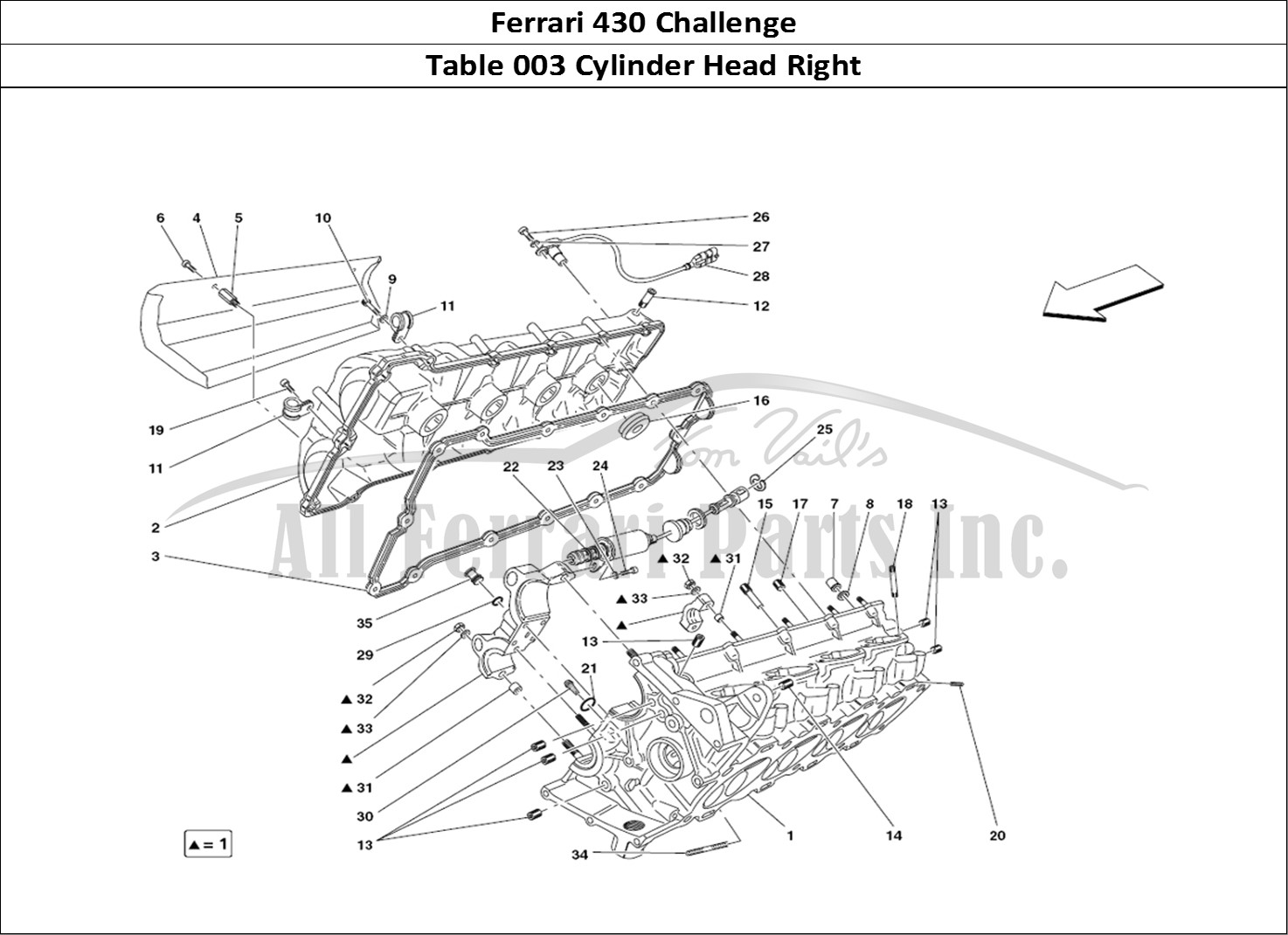 Ferrari Parts Ferrari 430 Challenge (2006) Page 003 RH cylinder head