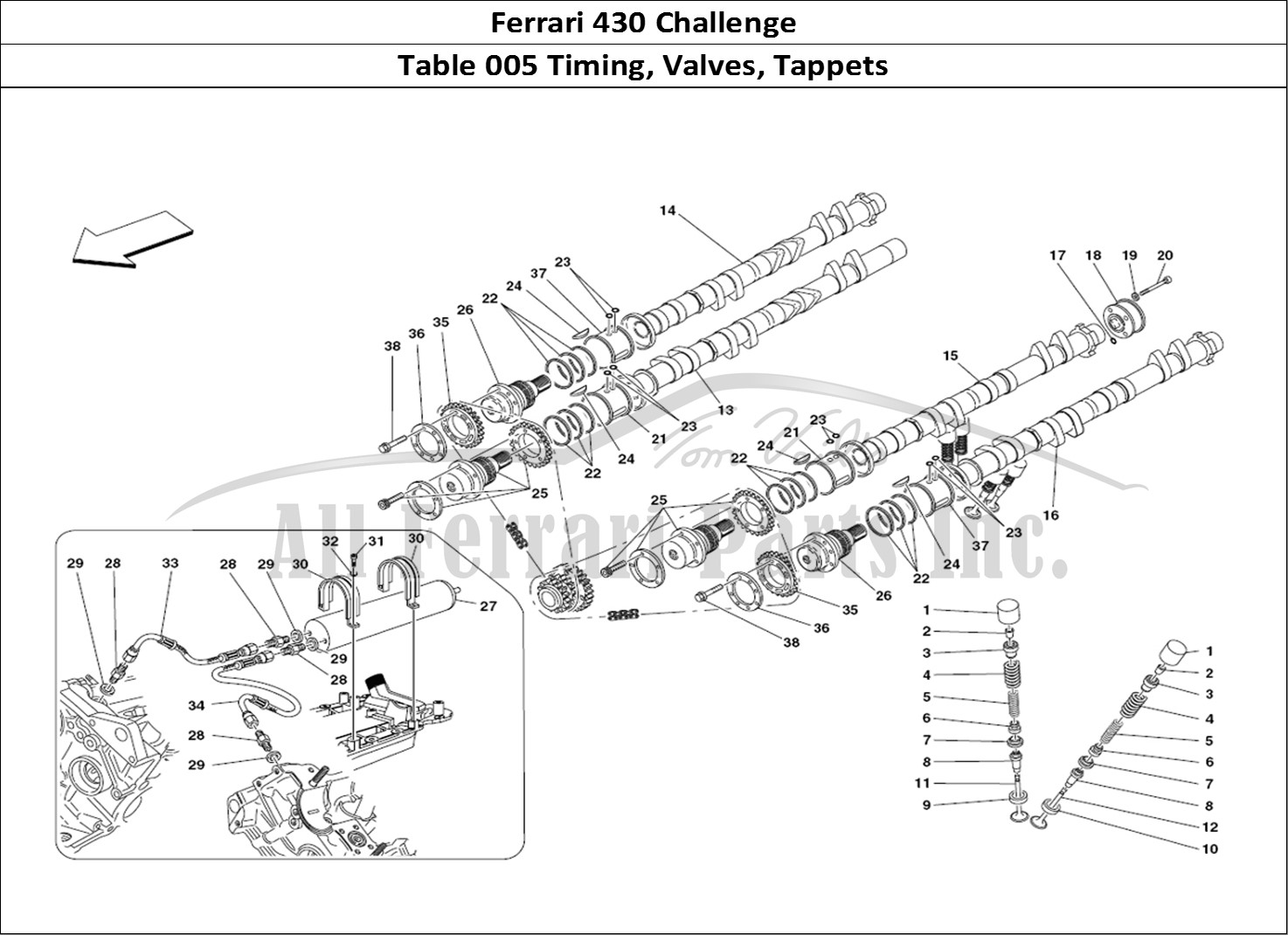 Ferrari Parts Ferrari 430 Challenge (2006) Page 005 Timing - Tappets