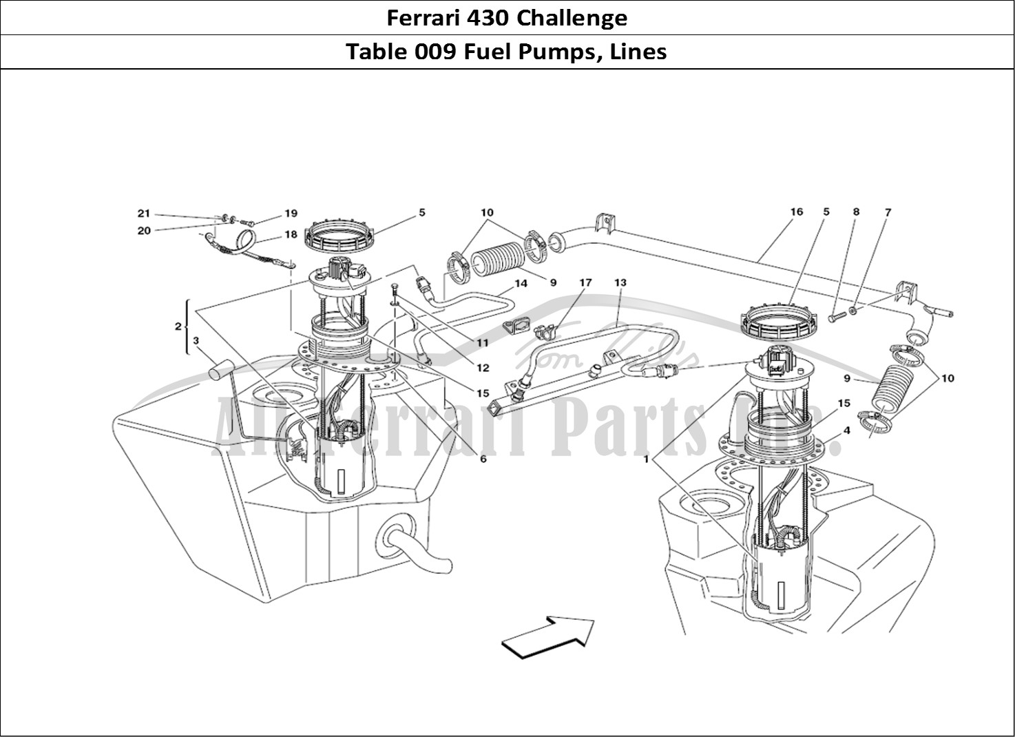 Ferrari Parts Ferrari 430 Challenge (2006) Page 009 Fuel Pumps and Pipes