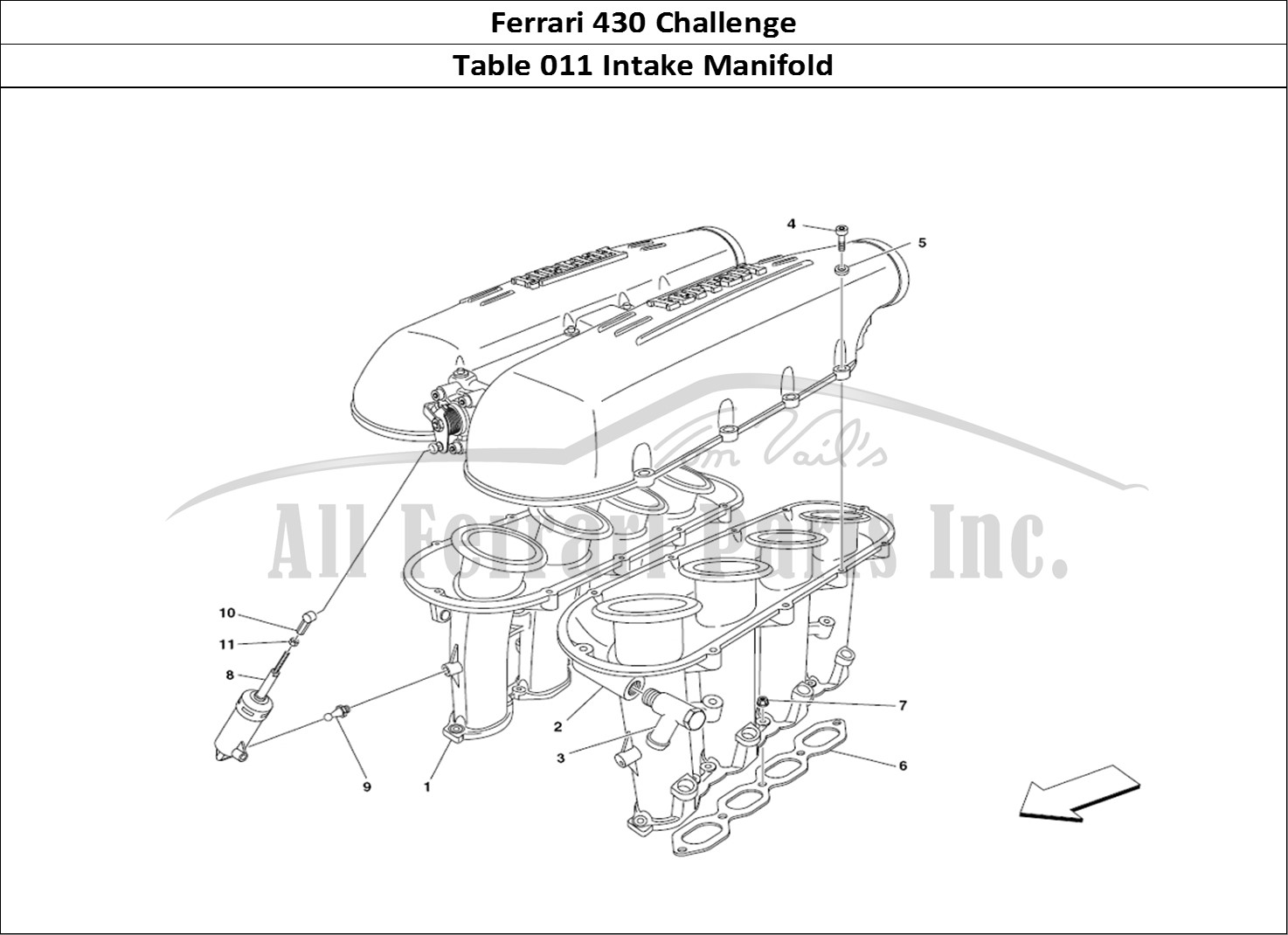 Ferrari Parts Ferrari 430 Challenge (2006) Page 011 Air Intake Manifold