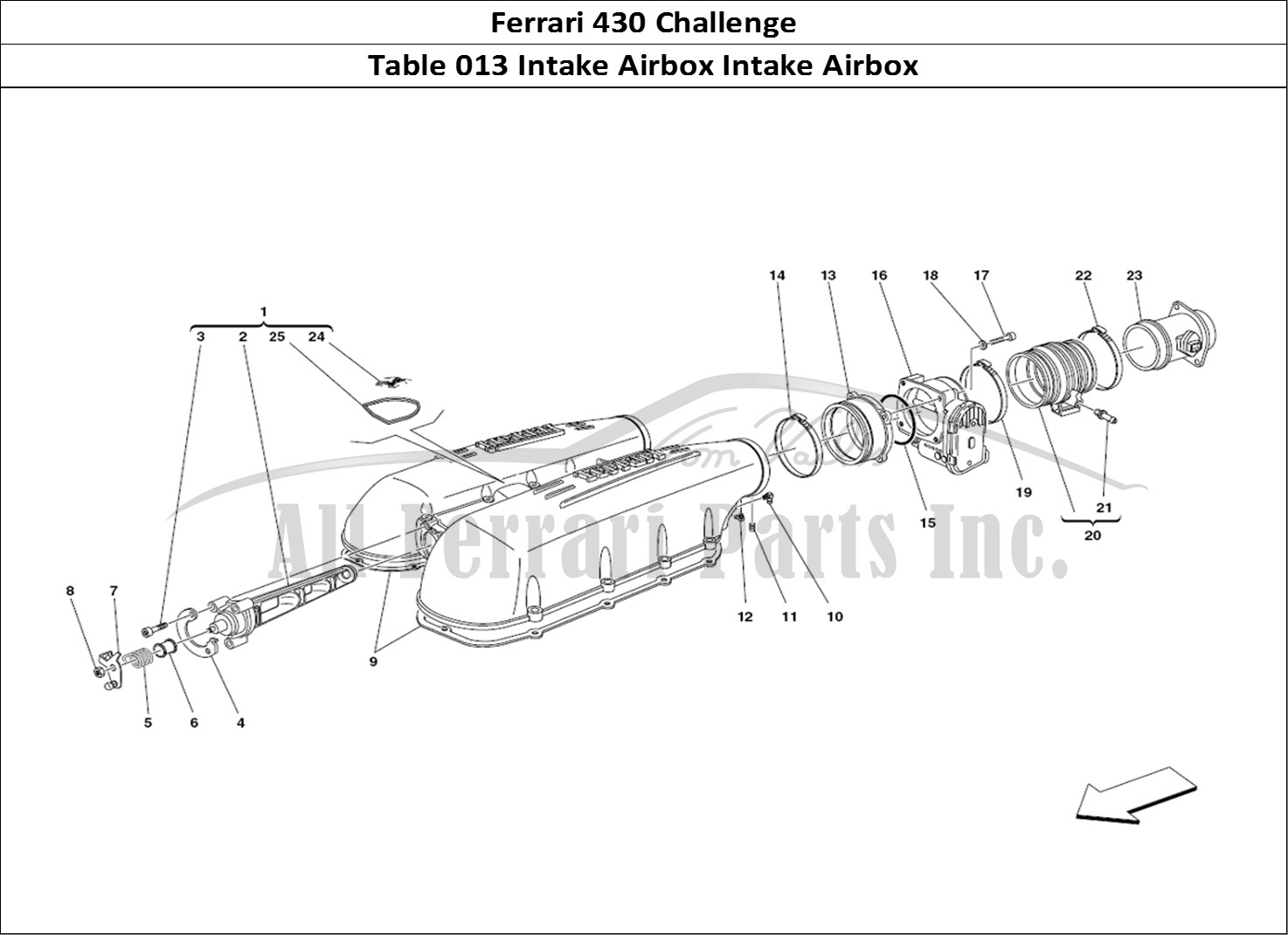 Ferrari Parts Ferrari 430 Challenge (2006) Page 013 Air Intake Manifold Cover