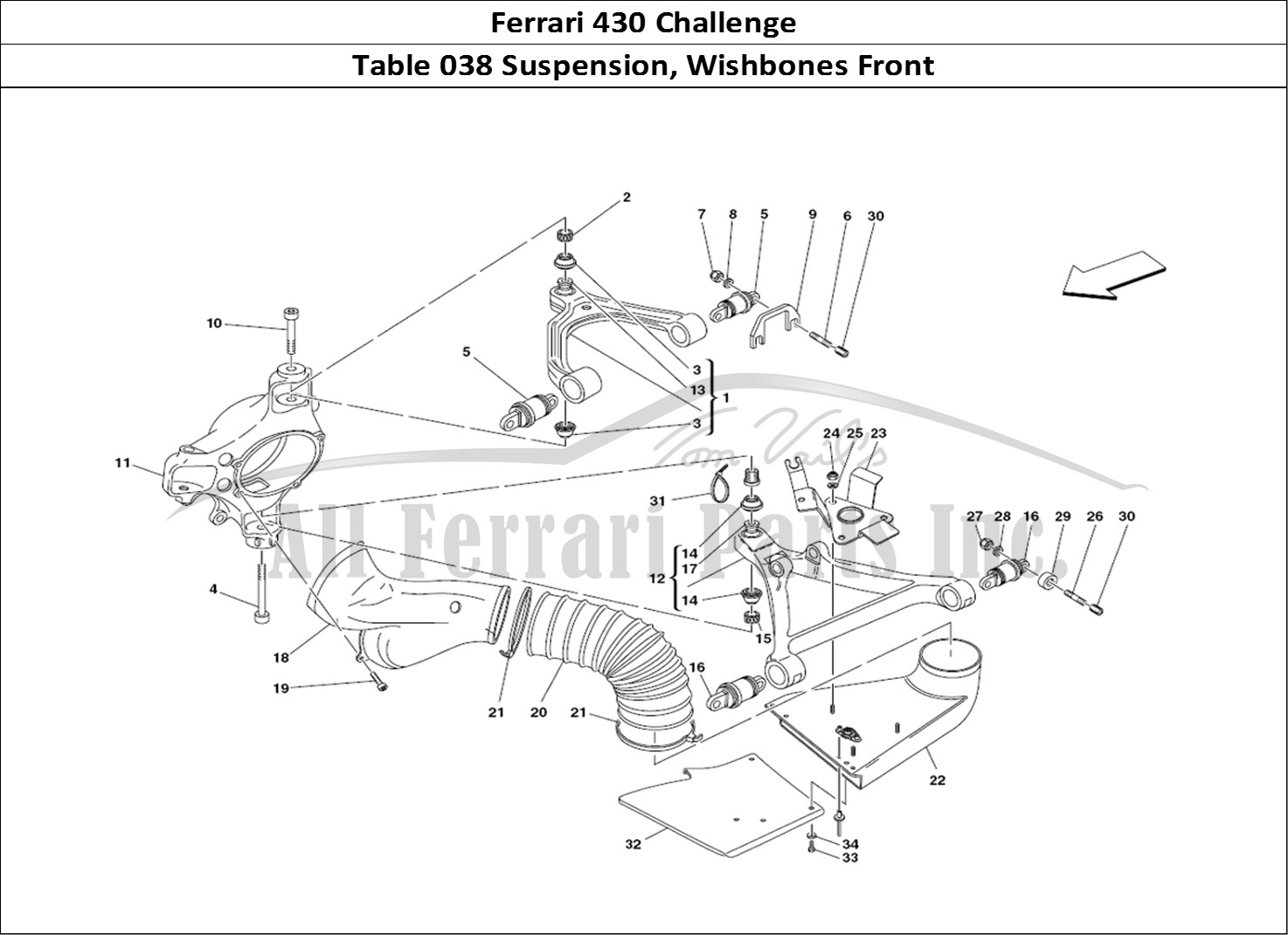 Ferrari Parts Ferrari 430 Challenge (2006) Page 038 Front Suspension - wishbo