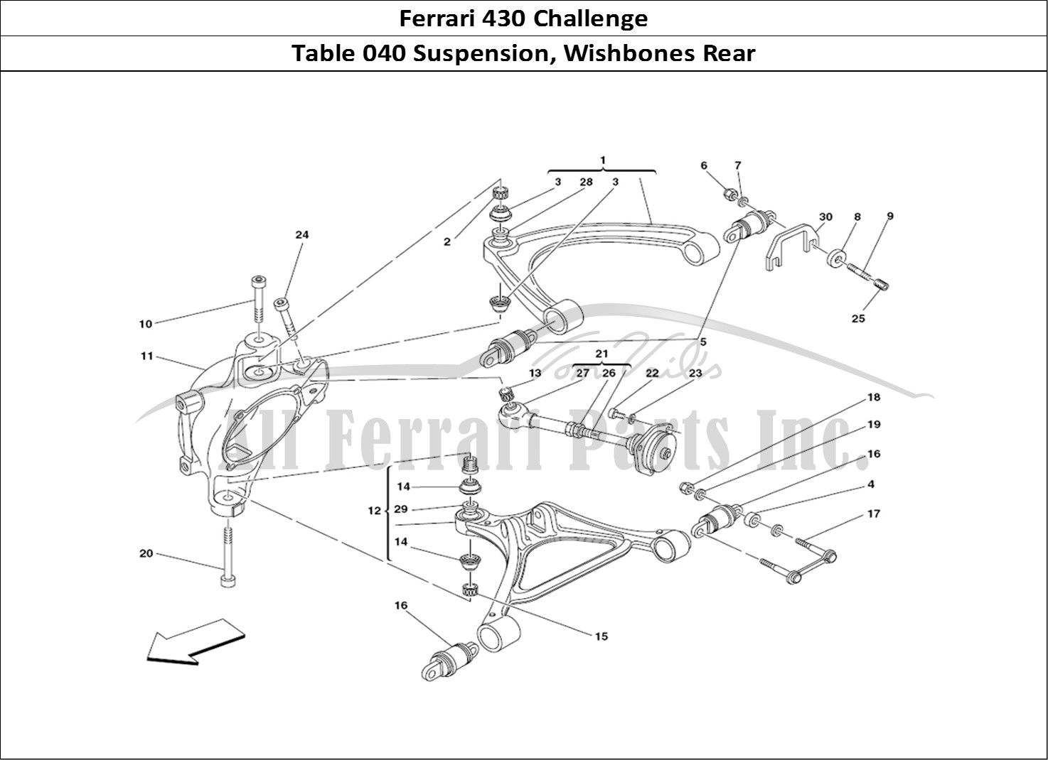 Ferrari Parts Ferrari 430 Challenge (2006) Page 040 Rear Suspension - Wishbon