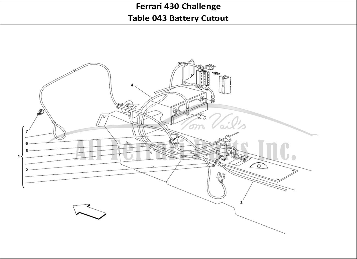 Ferrari Parts Ferrari 430 Challenge (2006) Page 043 Battery Cut-out